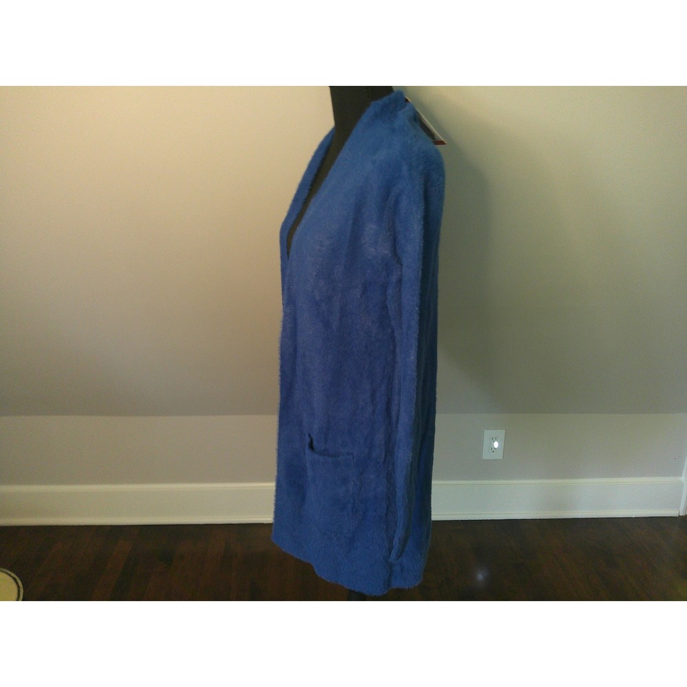 Love Token‎ Cardigan Womens Medium Blue NEW Fuzzy Eyelash Knit Open Front Pocket - Picture 2 of 9